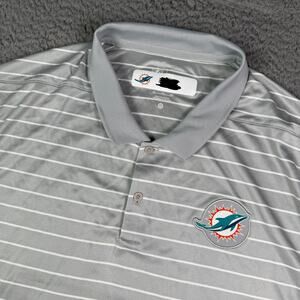 Nike Miami Dolphins Polo Shirt Mens 3XL Gray Striped Dri-Fit Player Team Issue